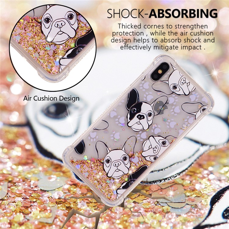 Liquid Glitter Powder Quicksand Shockproof TPU Back Case for iPhone 9 Plus 6.5 inch - Dog-2