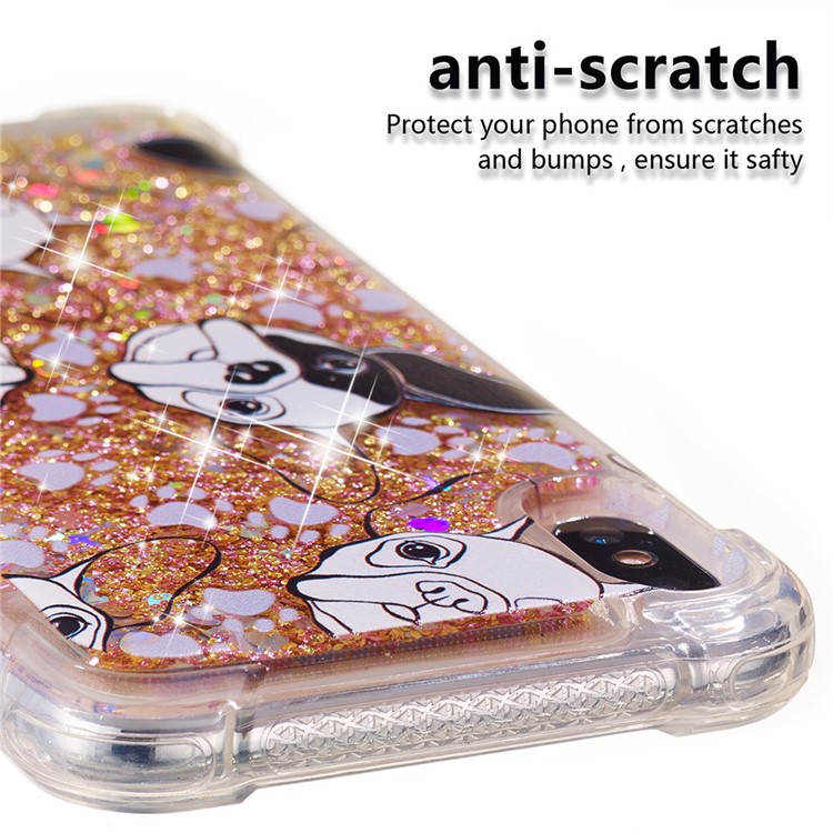 Liquid Glitter Powder Quicksand Shockproof TPU Back Case for iPhone 9 Plus 6.5 inch - Dog-3