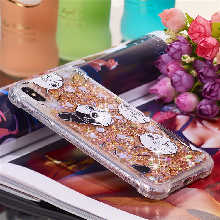 Liquid Glitter Powder Quicksand Shockproof TPU Back Case for iPhone 9 Plus 6.5 inch - Dog-4