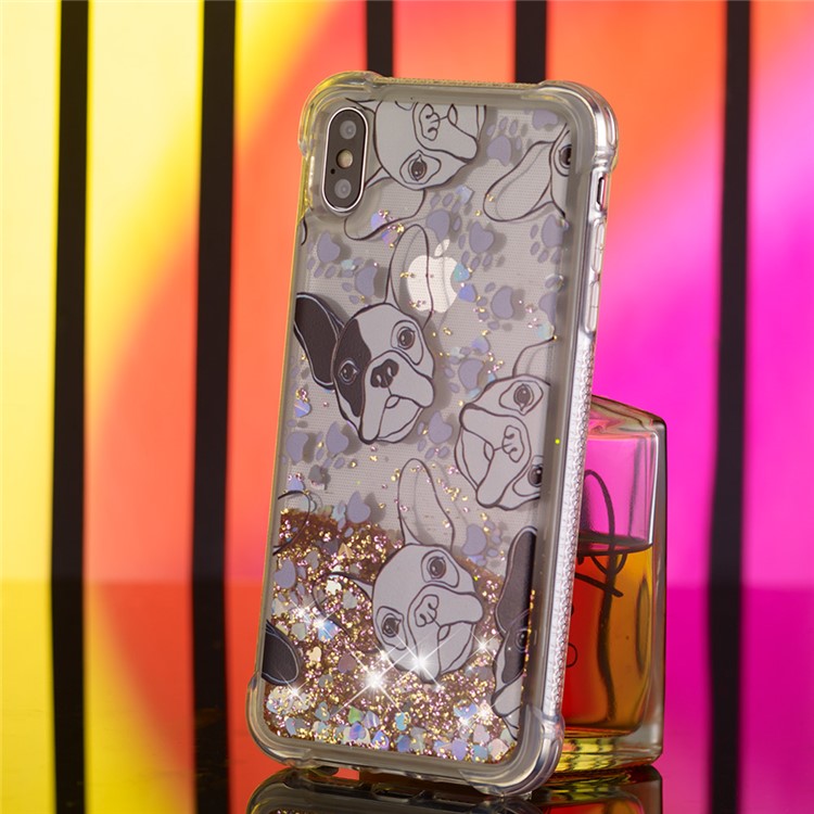 Liquid Glitter Powder Quicksand Shockproof TPU Back Case for iPhone 9 Plus 6.5 inch - Dog-5