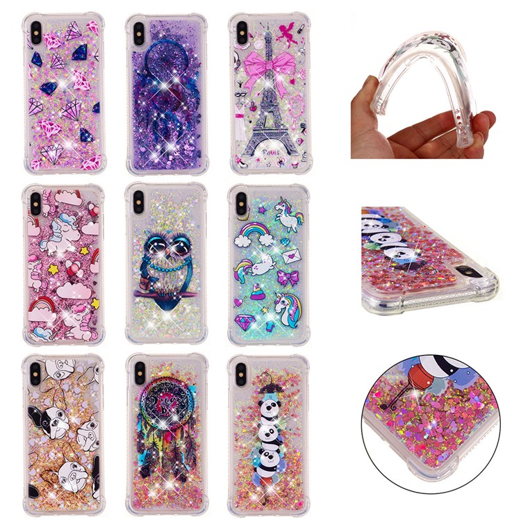 Liquid Glitter Powder Quicksand Shockproof TPU Back Case for iPhone 9 Plus 6.5 inch - Dog-7