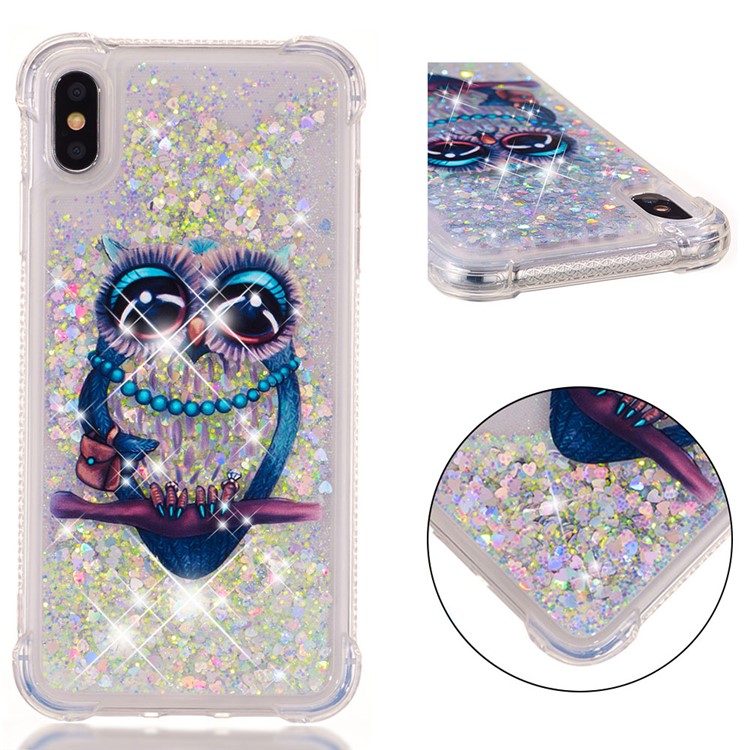 

Liquid Glitter Powder Quicksand Shockproof TPU Lightweight Casing for iPhone XS Max 6.5 inch - Owl, iPhone XS Max