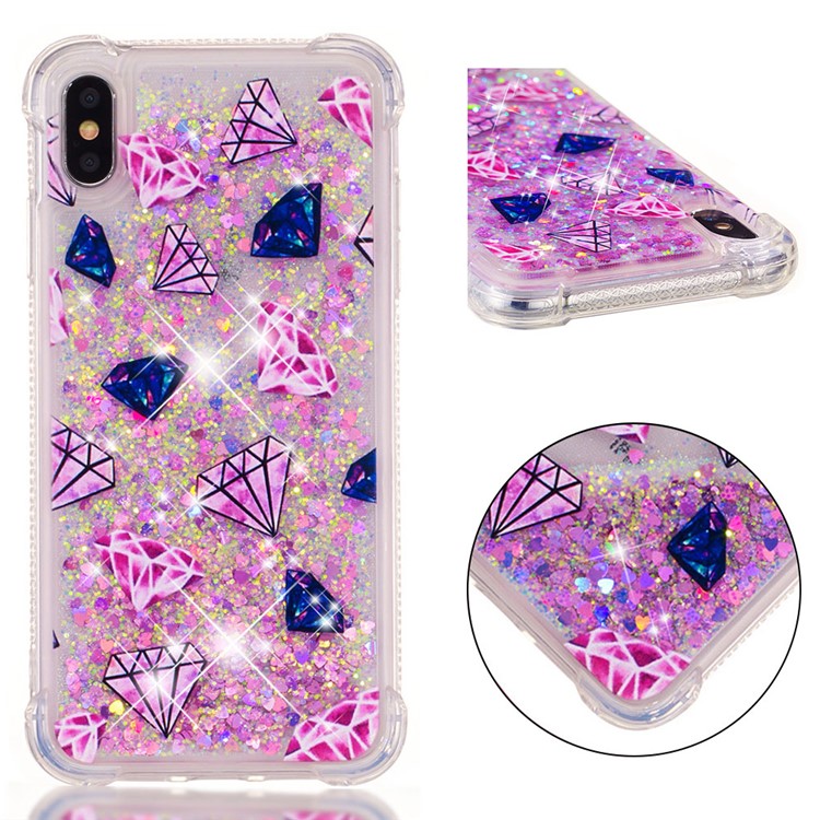 

Liquid Glitter Powder Quicksand Shockproof TPU Protection Case Shell Cover for iPhone XS Max 6.5 inch - Diamond, iPhone XS Max
