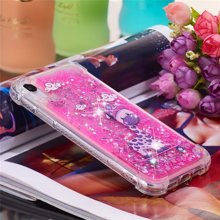 Liquid Glitter Powder Quicksand Shockproof TPU Back Case for iPhone 9 6.1 inch - Cute Giraffe-4