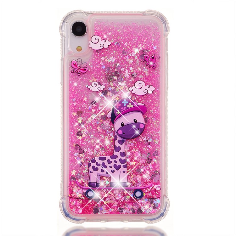 Liquid Glitter Powder Quicksand Shockproof TPU Back Case for iPhone 9 6.1 inch - Cute Giraffe-6