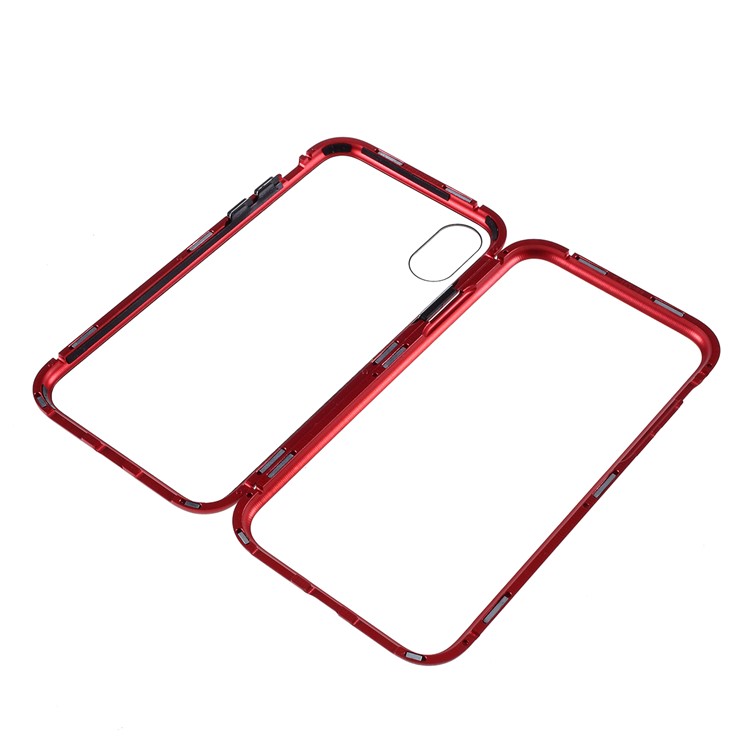 Detachable Magnetic Metal Frame + Tempered Glass Back Protection Hard Case for iPhone XS Max 6.5 inch - Red-1