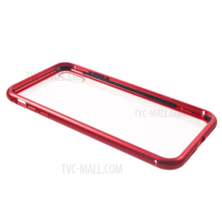 Detachable Magnetic Metal Frame + Tempered Glass Back Protection Hard Case for iPhone XS Max 6.5 inch - Red-11