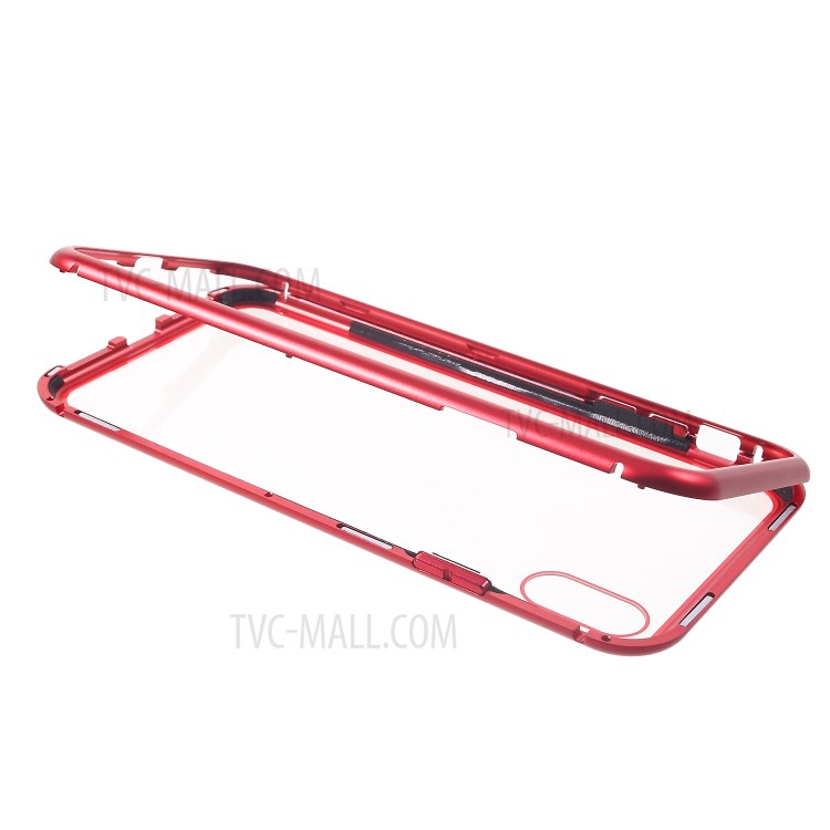 Detachable Magnetic Metal Frame + Tempered Glass Back Protection Hard Case for iPhone XS Max 6.5 inch - Red-14