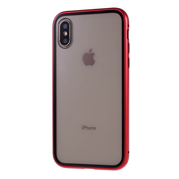 Detachable Magnetic Metal Frame + Tempered Glass Back Protection Hard Case for iPhone XS Max 6.5 inch - Red-3