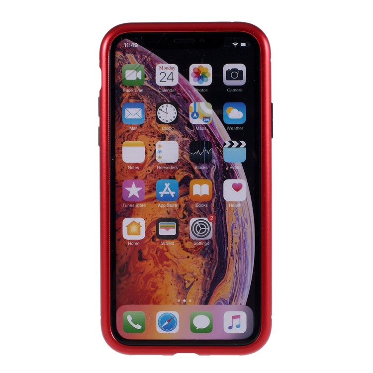 Detachable Magnetic Metal Frame + Tempered Glass Back Protection Hard Case for iPhone XS Max 6.5 inch - Red-4
