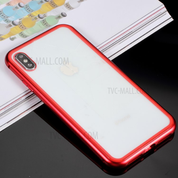 Detachable Magnetic Metal Frame + Tempered Glass Back Protection Hard Case for iPhone XS Max 6.5 inch - Red-6