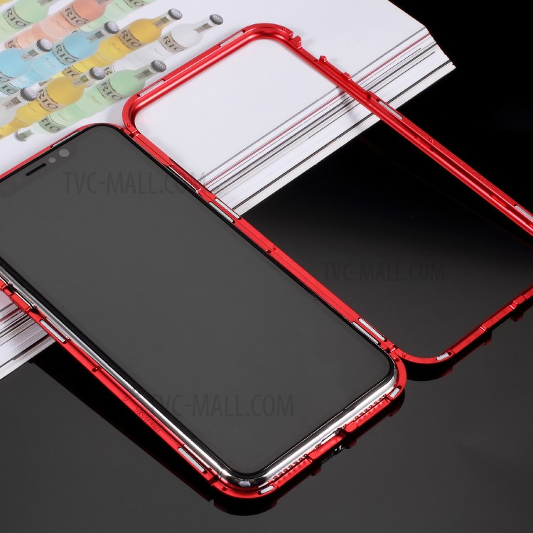 Detachable Magnetic Metal Frame + Tempered Glass Back Protection Hard Case for iPhone XS Max 6.5 inch - Red-7