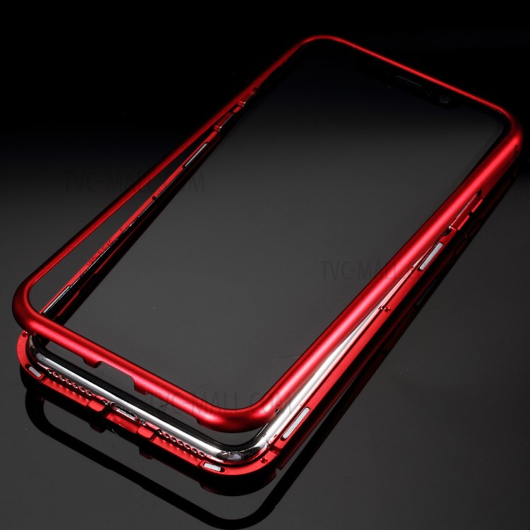 Detachable Magnetic Metal Frame + Tempered Glass Back Protection Hard Case for iPhone XS Max 6.5 inch - Red-8