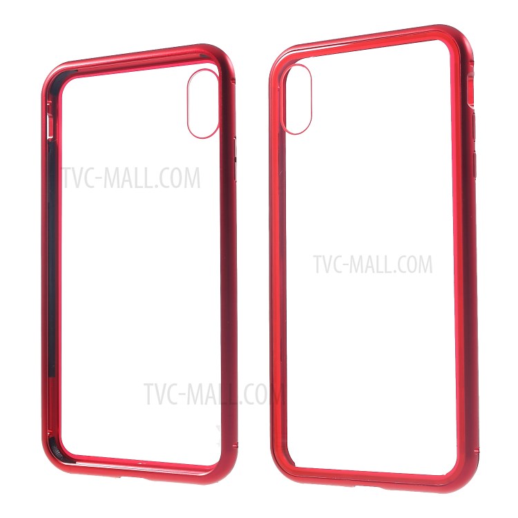 Detachable Magnetic Metal Frame + Tempered Glass Back Protection Hard Case for iPhone XS Max 6.5 inch - Red-9