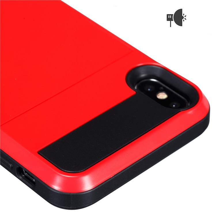 For iPhone 9 Plus 6.5 inch Sliding Card Holder PC + TPU Hybrid Phone Case - Red-5