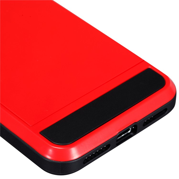 For iPhone 9 Plus 6.5 inch Sliding Card Holder PC + TPU Hybrid Phone Case - Red-6