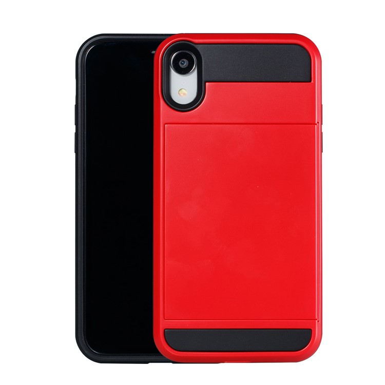 Sliding Card Holder PC + TPU Mobile Phone Case for iPhone 9 6.1 inch - Red-2