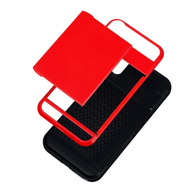 Sliding Card Holder PC + TPU Mobile Phone Case for iPhone 9 6.1 inch - Red-3
