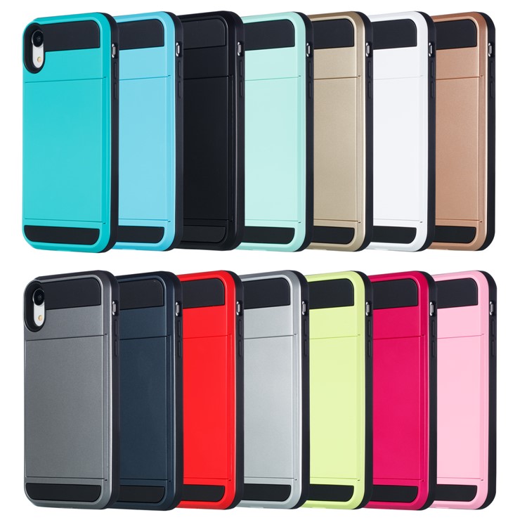 Sliding Card Holder PC + TPU Mobile Phone Case for iPhone 9 6.1 inch - Red-7
