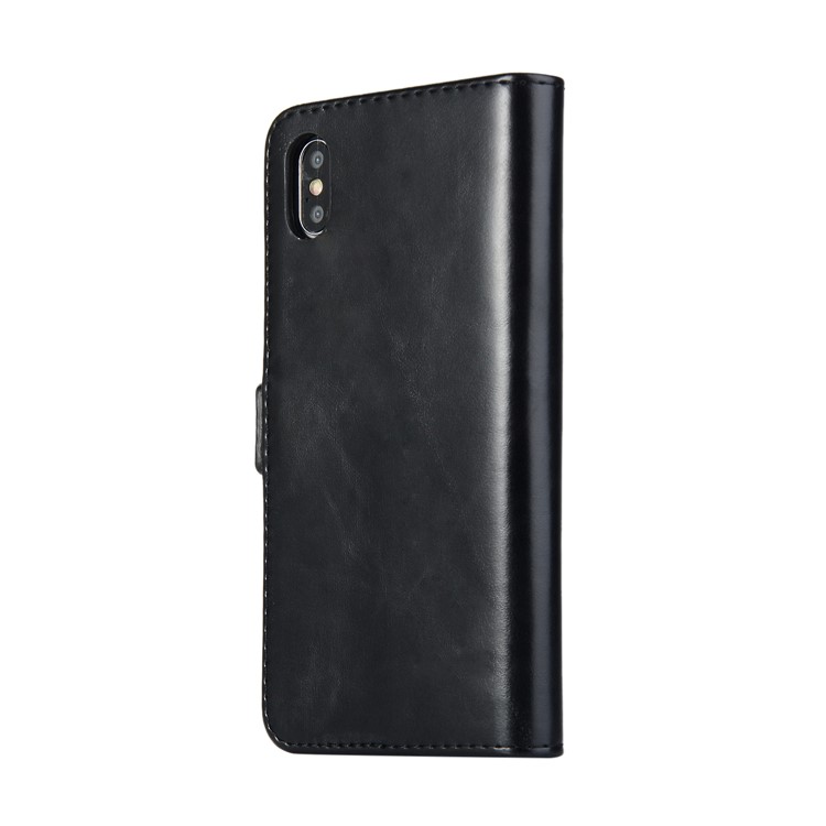 Crazy Horse Texture Leather Wallet Stand Cover for iPhone 9 Plus 6.5 inch - Black-3