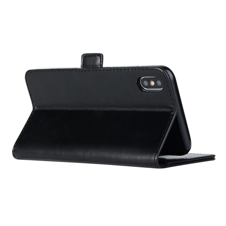 Crazy Horse Texture Leather Wallet Stand Cover for iPhone 9 Plus 6.5 inch - Black-6