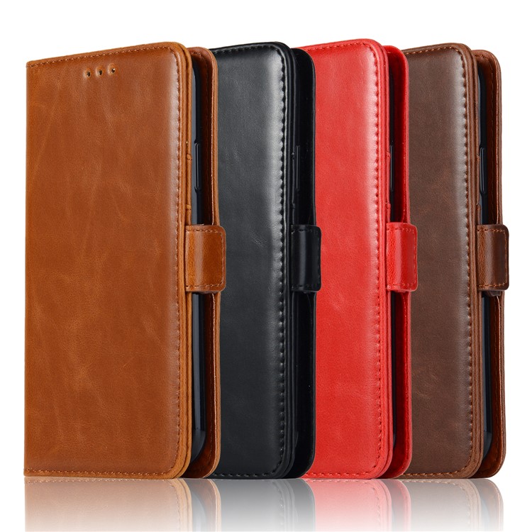 Crazy Horse Texture Leather Wallet Stand Cover for iPhone 9 Plus 6.5 inch - Black-7