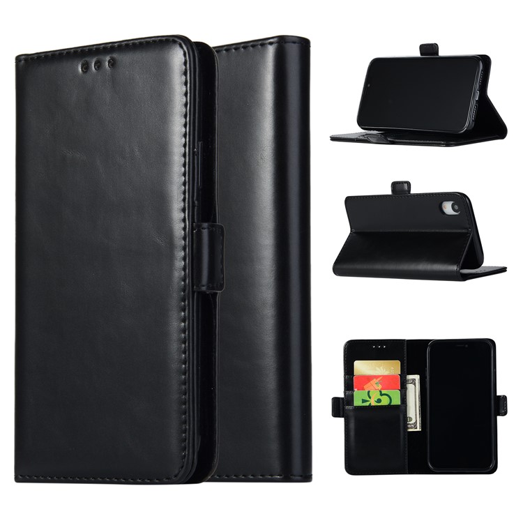 Crazy Horse Texture Leather Wallet Stand Cover for iPhone 9 6.1 inch - Black-1
