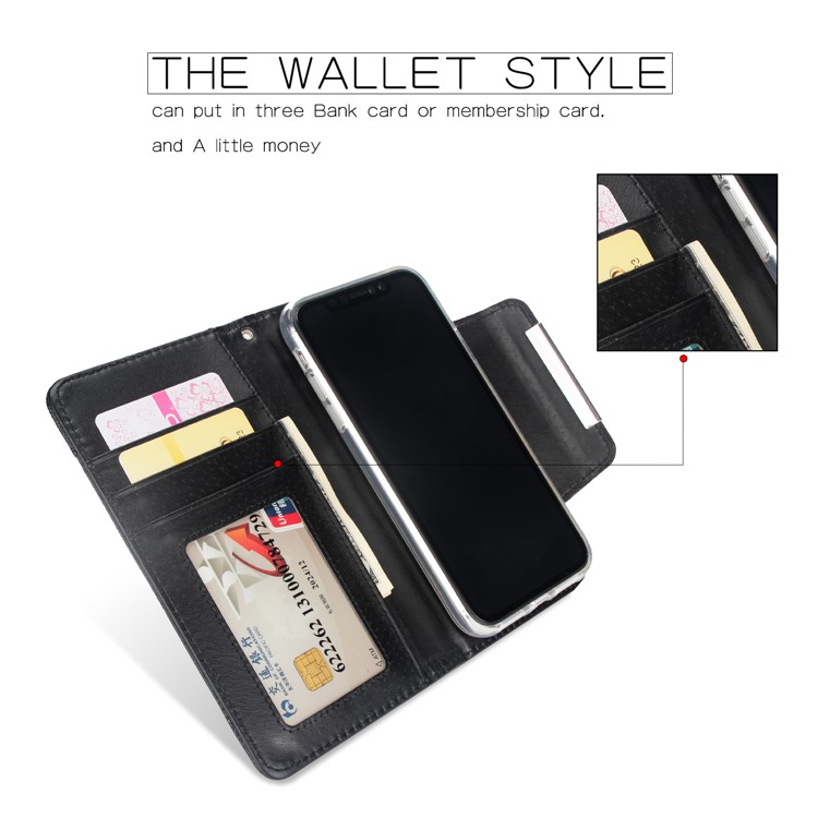 Litchi Texture Magnet Detachable 2-in-1 Leather Wallet Phone Cover for iPhone 9 6.1 inch - Black-2