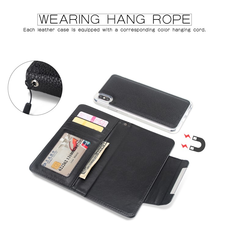 Litchi Texture Magnet Detachable 2-in-1 Leather Wallet Phone Cover for iPhone 9 6.1 inch - Black-4