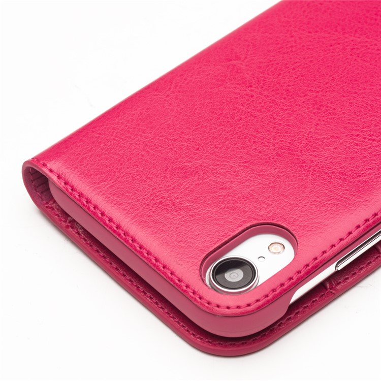 QIALINO Genuine Cowhide Leather Wallet Casing for iPhone XR 6.1 inch - Rose-2