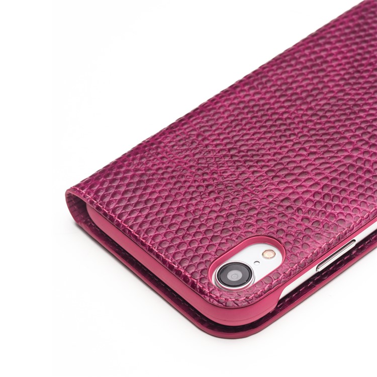 QIALINO Crocodile Texture Top Layer Cowhide Leather Wallet Case for iPhone XR 6.1 inch - Rose-2