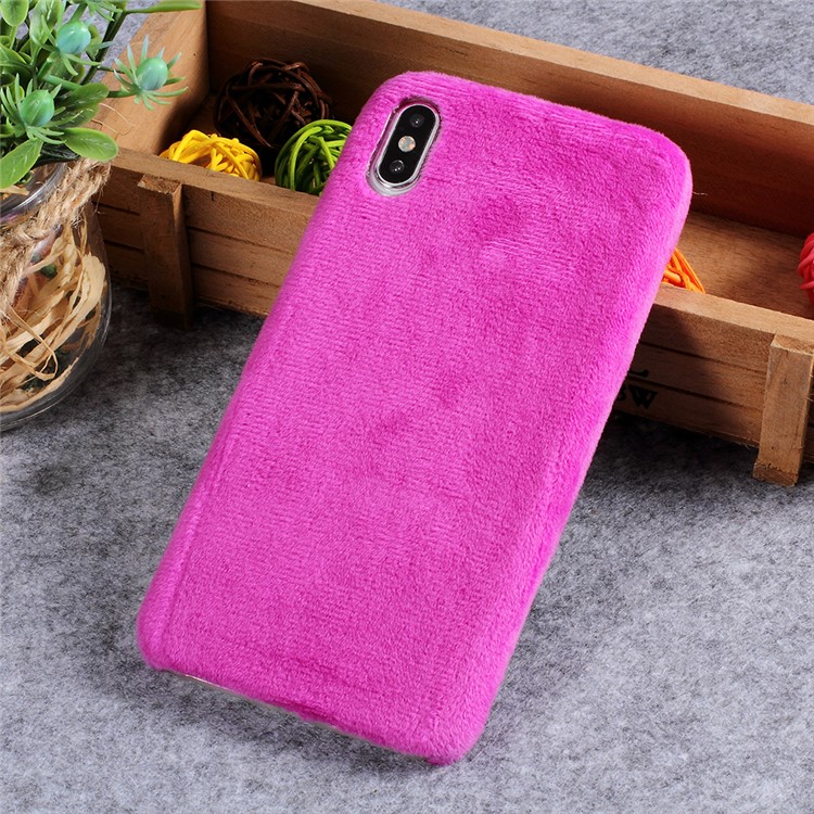 Пушистый меховой покрытый корпус корпуса корпуса tpu для iphone 9 плюс 6,5 дюйма - пурпурный