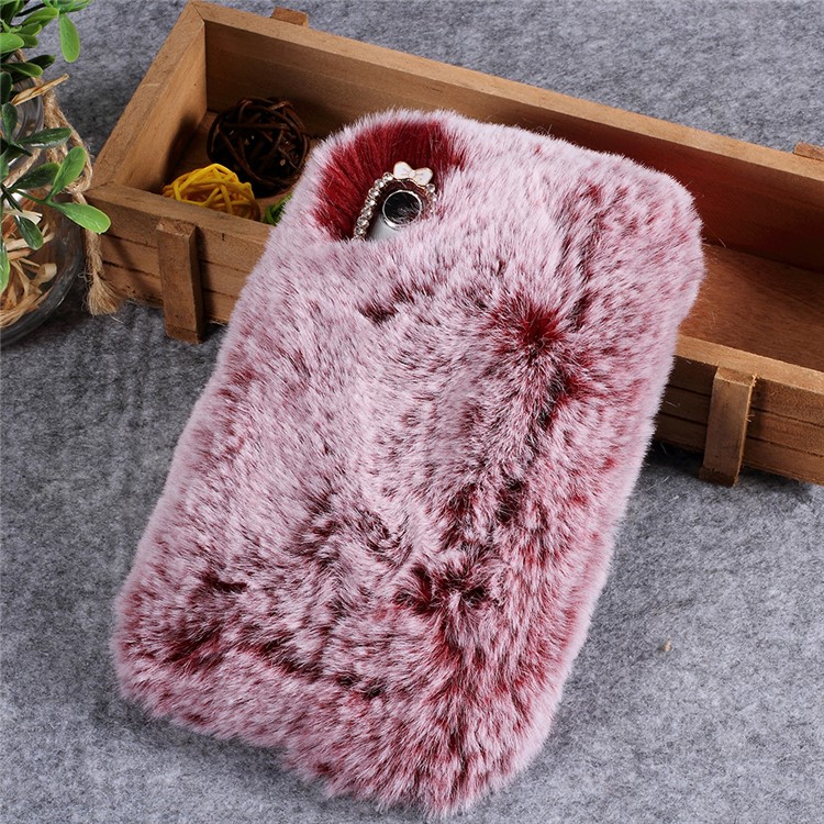

Soft Fur Coated Rhinestone TPU Phone Case for iPhone XR 6.1 inch - Wine Red, iPhone XR