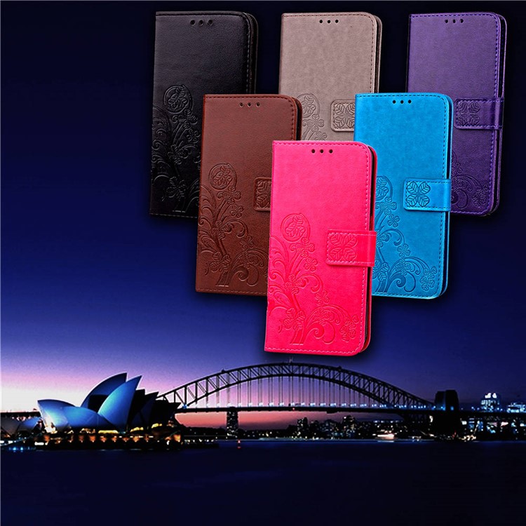 Imprint Clover Pattern Leather Wallet Stand Mobile Phone Case for iPhone XS Max 6.5 inch - Black-12