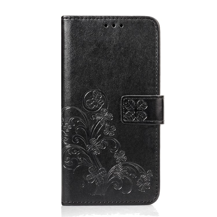 Imprint Clover Pattern Leather Wallet Stand Mobile Phone Case for iPhone XS Max 6.5 inch - Black-2