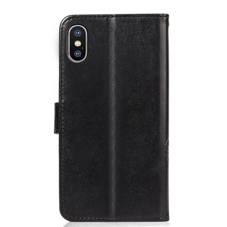 Imprint Clover Pattern Leather Wallet Stand Mobile Phone Case for iPhone XS Max 6.5 inch - Black-3