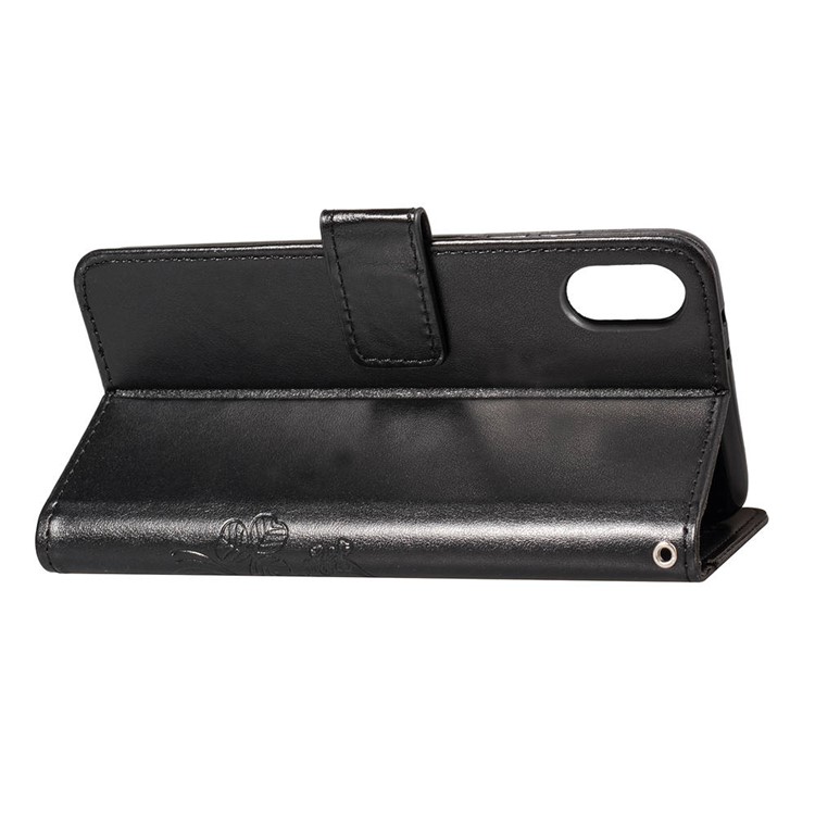 Imprint Clover Pattern Leather Wallet Stand Mobile Phone Case for iPhone XS Max 6.5 inch - Black-6