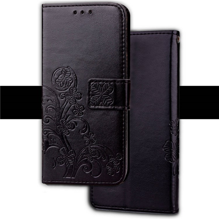 Imprint Clover Pattern Leather Wallet Stand Mobile Phone Case for iPhone XS Max 6.5 inch - Black-8
