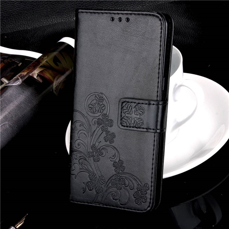 Imprint Clover Pattern Leather Wallet Stand Mobile Phone Case for iPhone XS Max 6.5 inch - Black-9