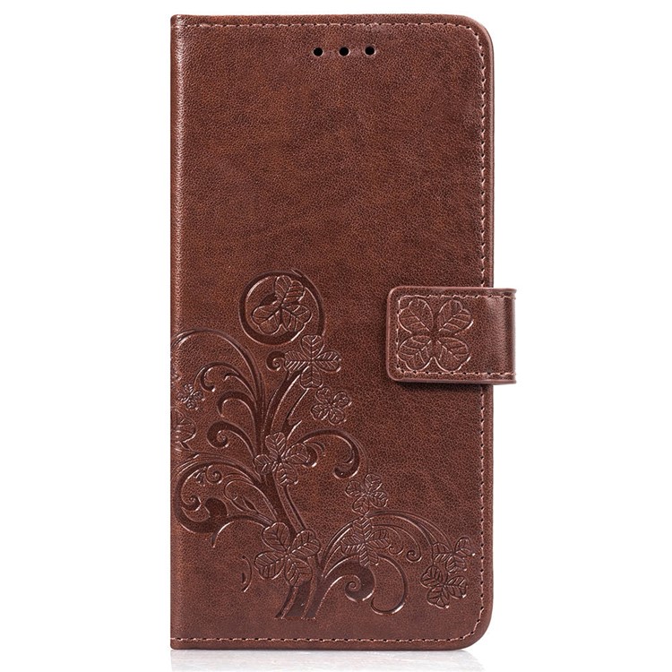 Imprint Clover Pattern Leather Wallet Stand Cell Phone Shell for iPhone XS Max 6.5 inch - Brown-2