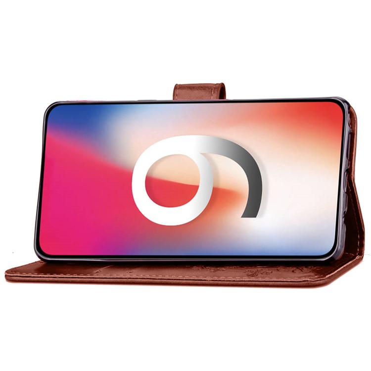 Imprint Clover Pattern Leather Wallet Stand Cell Phone Shell for iPhone XS Max 6.5 inch - Brown-5
