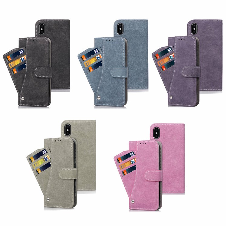 Frosted Flip Leather Wallet Stand Casing for iPhone XS Max 6.5 inch with Magnetic Closure - Black-10