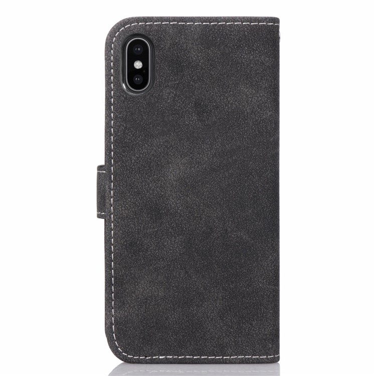 Frosted Flip Leather Wallet Stand Casing for iPhone XS Max 6.5 inch with Magnetic Closure - Black-5