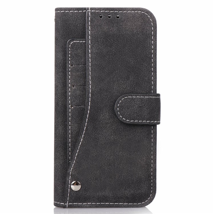 Frosted Flip Leather Wallet Stand Casing for iPhone XR 6.1 inch with Magnetic Closure - Black-3