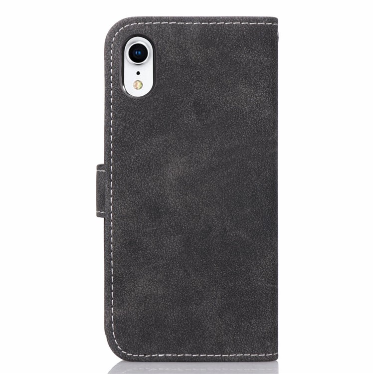 Frosted Flip Leather Wallet Stand Casing for iPhone XR 6.1 inch with Magnetic Closure - Black-4