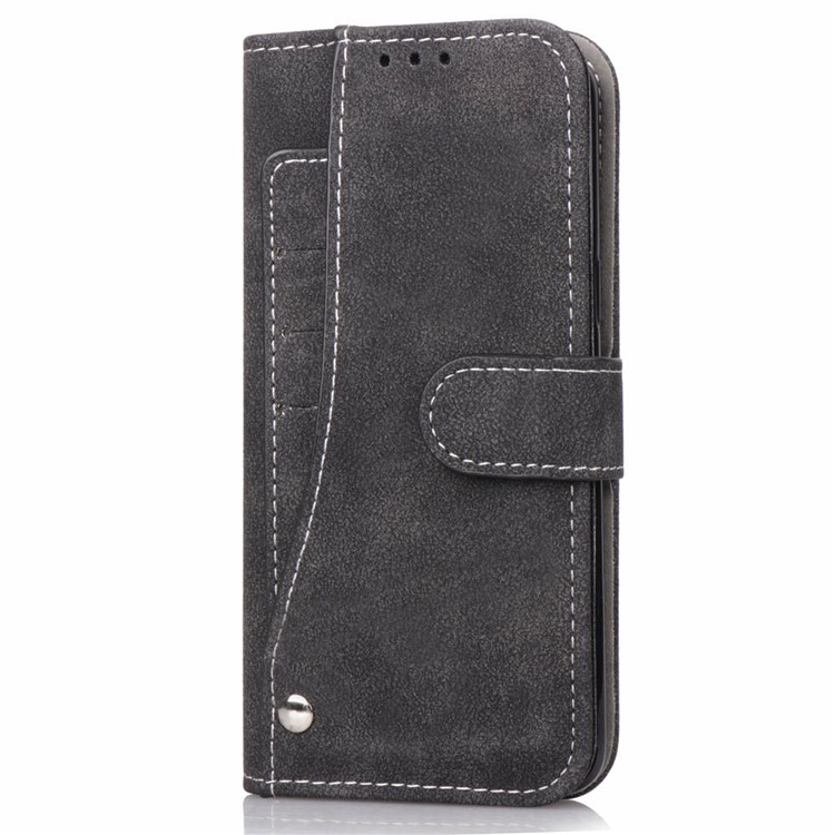 Frosted Flip Leather Wallet Stand Casing for iPhone XR 6.1 inch with Magnetic Closure - Black-5