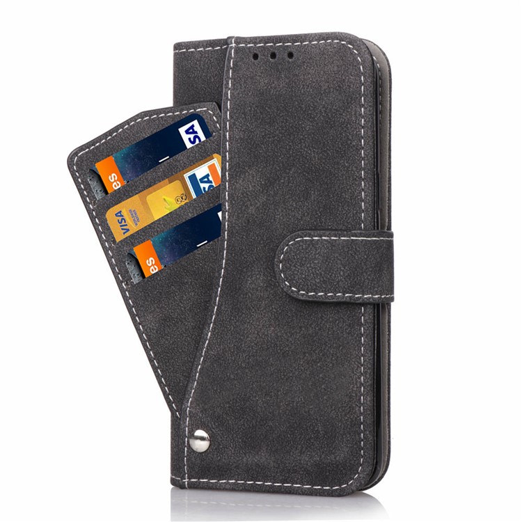 Frosted Flip Leather Wallet Stand Casing for iPhone XR 6.1 inch with Magnetic Closure - Black-6