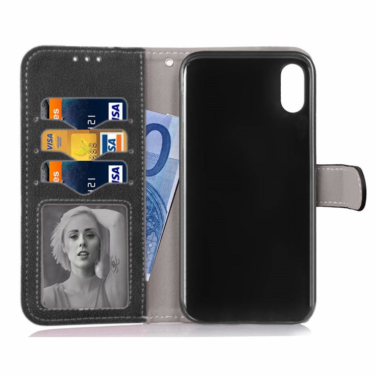 Frosted Flip Leather Wallet Stand Casing for iPhone XR 6.1 inch with Magnetic Closure - Black-7