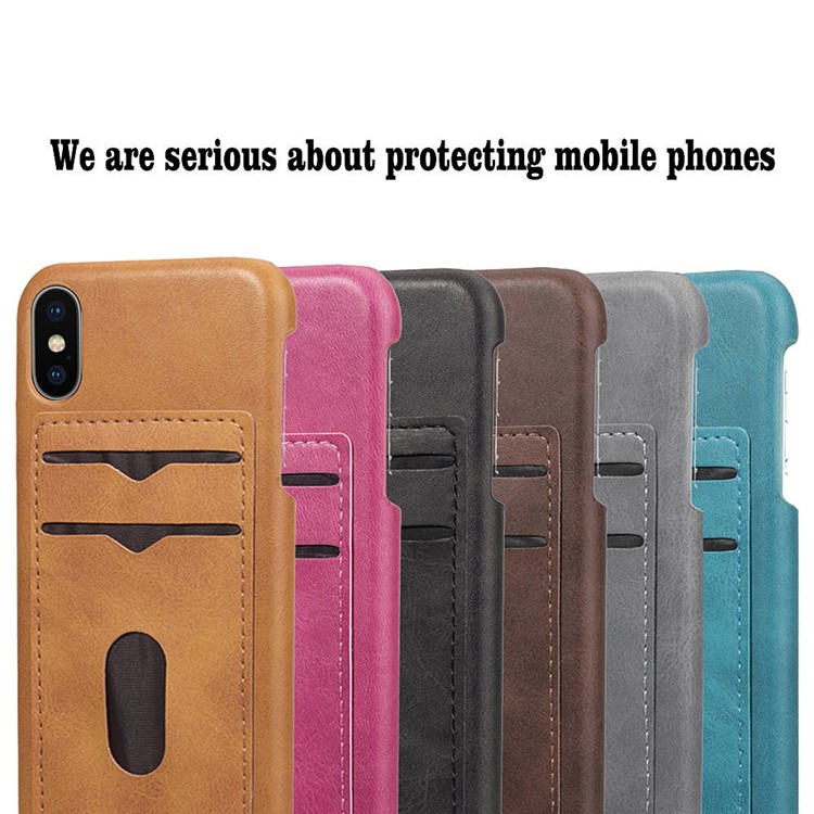 PU Leather Coated Hard PC Case with 2 Card Slots for iPhone Xs Max 6.5 inch - Black-6