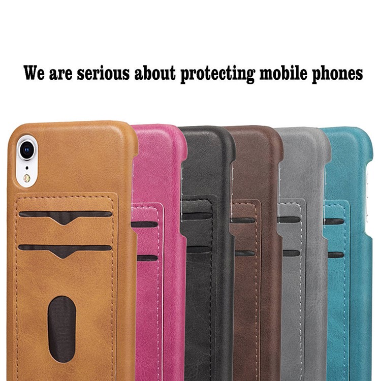 PU Leather + Plastic Hard Phone Accessory Case with Metal Hooks and Card Slots for iPhone XR 6.1 inch - Black-7